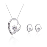 Heart necklace earrings European and American fashion jewelry set