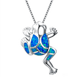 Fashion silver filled blue opal sea turtle pendant necklace for women female Animal wedding ocean beach jewelry gift