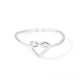 Stainless steel ring beautiful gold plated heart shape adjustable women's ring open ring