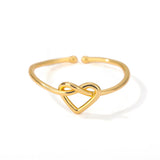 Stainless steel ring beautiful gold plated heart shape adjustable women's ring open ring