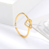 Stainless steel ring beautiful gold plated heart shape adjustable women's ring open ring