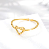 Stainless steel ring beautiful gold plated heart shape adjustable women's ring open ring