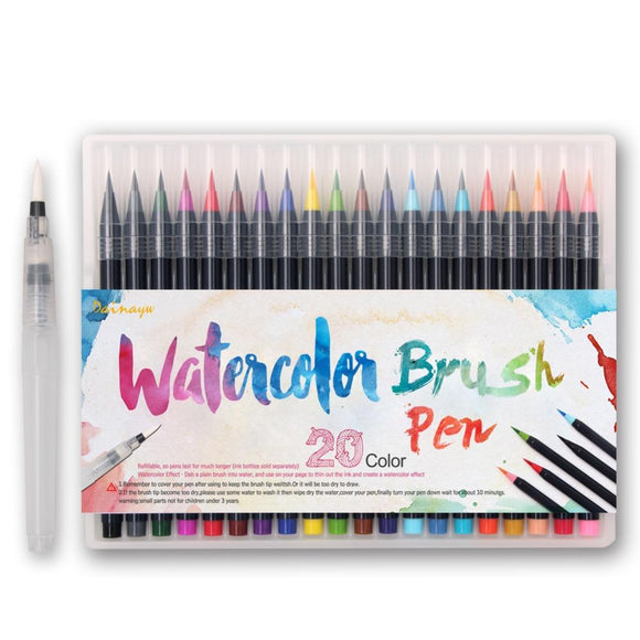 Watercolor Brush Pens - 20 Piece Set